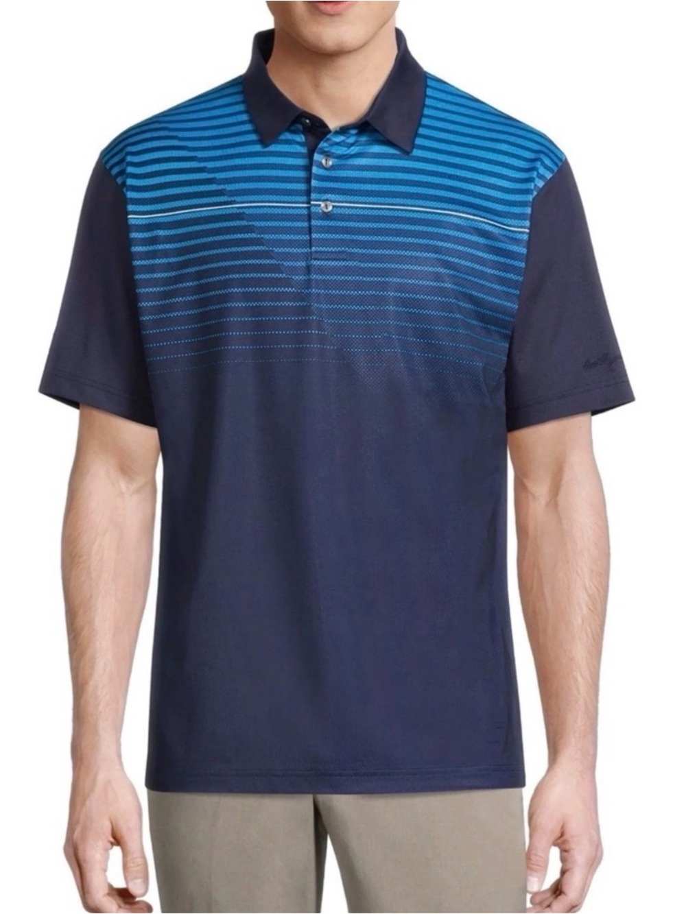 Ben Hogan Golf Polo Shirt 2XL Blue Striped Performance Athletic